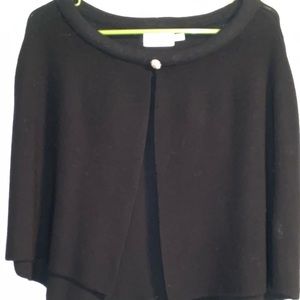 NWT Black dressy cape with rhinestone button